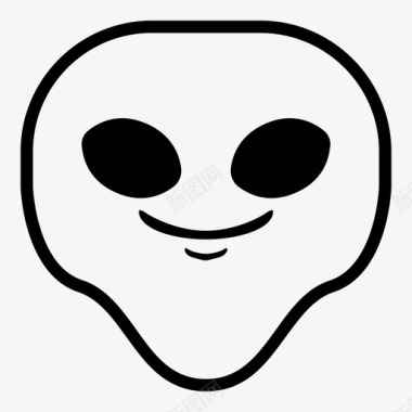 傻笑外星人表情符号微笑图标图标