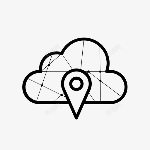 位置云gps图标svg_新图网 https://ixintu.com gps 云 云线和点 位置 地图针 地点 导航
