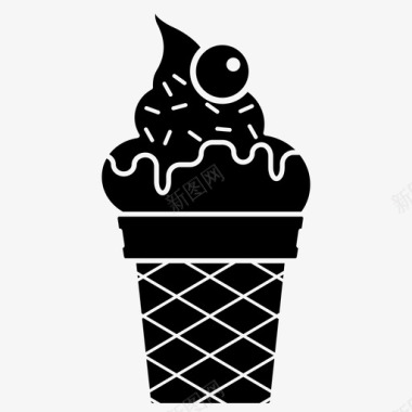 冰淇淋筒咬甜点图标图标