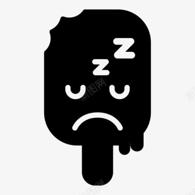 睡觉冰棒表情符号图标图标