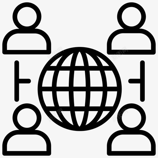 全球协作全球业务全球社区图标svg_新图网 https://ixintu.com 全球业务 全球协作 全球社区 全球网络 全球连接 项目管理线图标