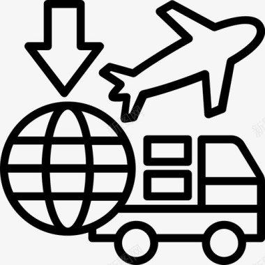 国际货运全球物流物流配送线图标图标