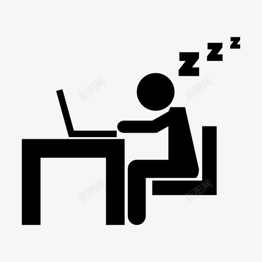 睡觉打瞌睡笔记本电脑图标svg_新图网 https://ixintu.com  累瘫 学习 工作 打瞌睡 睡觉 笔记本电脑 累