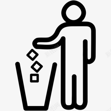 有垃圾的人垃圾桶罐子图标图标