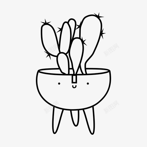 仙人掌可爱室内植物图标svg_新图网 https://ixintu.com 仙人掌 可爱 多汁的 室内植物 花盆
