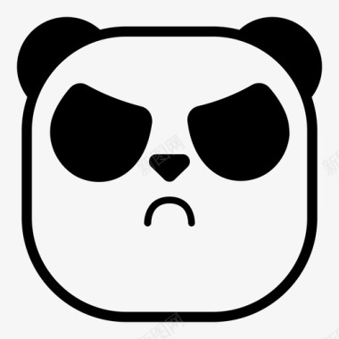 愤怒的熊猫表情符号邪恶图标图标