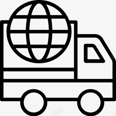 全球物流国际货运物流配送线图标图标