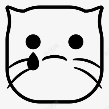 悲伤的猫下降表情符号图标图标