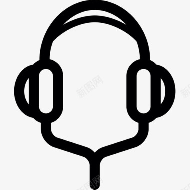 带有线音乐媒体和技术的耳机图标图标