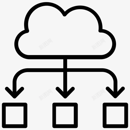 数据云云计算云连接图标svg_新图网 https://ixintu.com 云网络 云计算 云连接 数据云 项目管理线图标