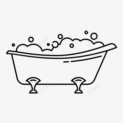 洗澡浴室浴缸图标svg_新图网 https://ixintu.com 泡泡浴 洗澡 浴室 浴缸