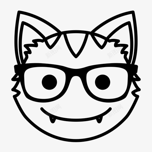 书呆子猫脸表情符号眼镜图标svg_新图网 https://ixintu.com 书呆子 书呆子猫脸 猫表情 眼镜 表情符号
