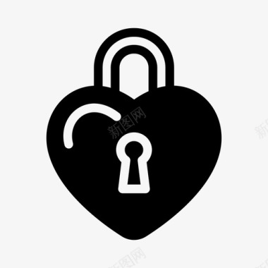 心形挂锁锁定爱情图标图标