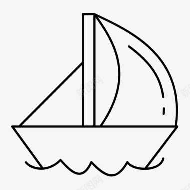 帆船水手波浪图标图标