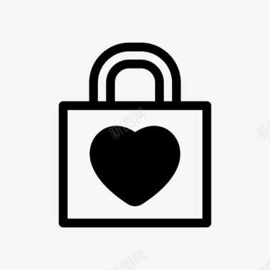 心形挂锁锁定爱情图标图标