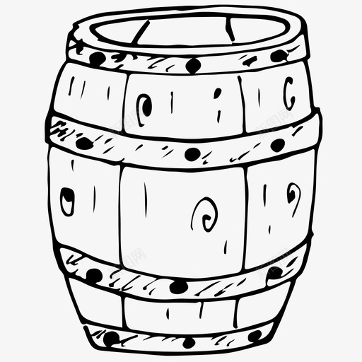 木桶手绘素描图标svg_新图网 https://ixintu.com 手绘 木桶 素描 素描图标