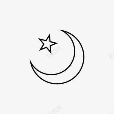 伊斯兰教星星和新月图标图标