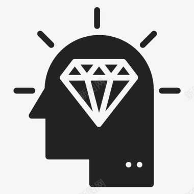 思考钻石生意头脑图标图标