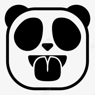 舌头熊猫表情符号韩娜表情符号熊猫版图标图标