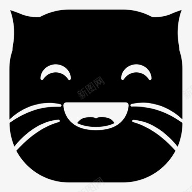 猫笑表情符号快乐图标图标