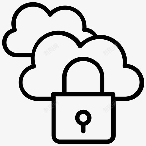 云安全云计算云锁图标svg_新图网 https://ixintu.com 云保护 云安全 云计算 云锁 项目管理线图标