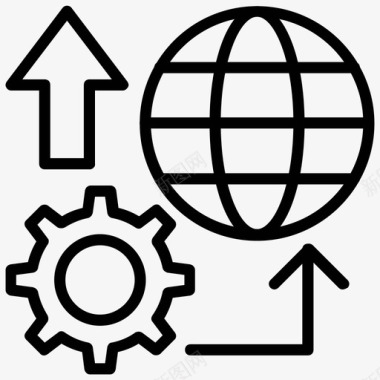 全球管理地球齿轮全球发展图标图标