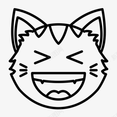 笑眯眯猫脸咧嘴眯猫脸表情符号图标图标