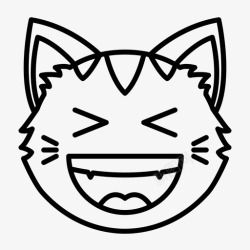 笑眯眯的猫笑眯眯猫脸咧嘴眯猫脸表情符号图标高清图片