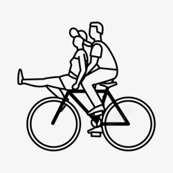 多人骑行自行车情侣爱情图标高清图片