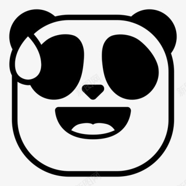 笑熊猫下降表情符号图标图标