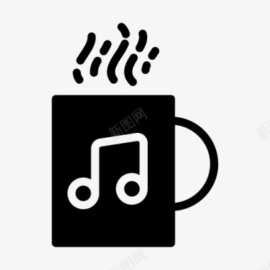 咖啡音乐咖啡杯音符图标图标