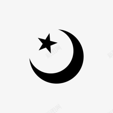 伊斯兰教星与新月图标图标