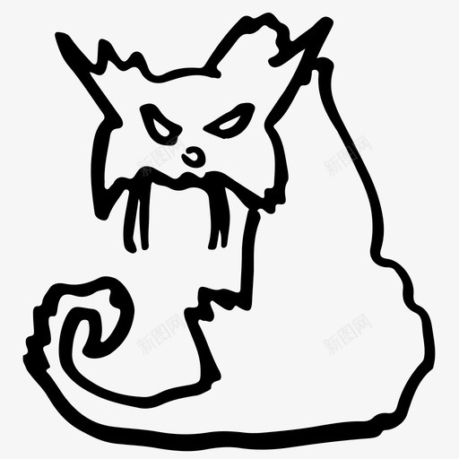 猫万圣节手绘图标svg_新图网 https://ixintu.com 万圣节 噩梦 恐怖 手绘 猫 粗略的图标