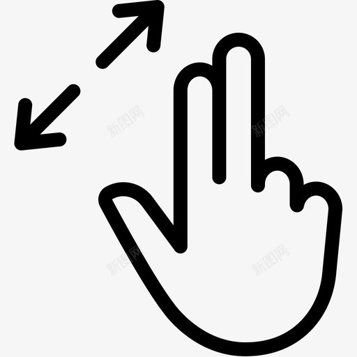 放大手指手图标svg_新图网 https://ixintu.com 交互 手 手指 放大 点击 触摸 触摸手势线