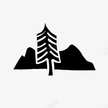 高山树高山滑雪图标图标