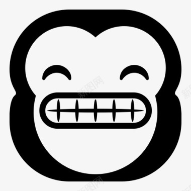 快乐牙齿猴子黑猩猩表情符号图标图标