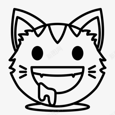 流口水的猫脸表情符号饥饿图标图标