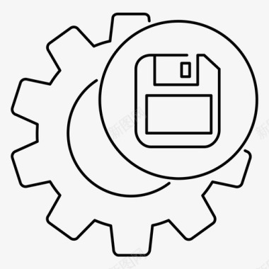 保存设置齿轮单像素笔划图标图标