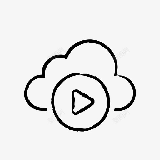 播放按钮音乐图标svg_新图网 https://ixintu.com 云粗体绘制 开始 按钮 播放 观看 视频 音乐