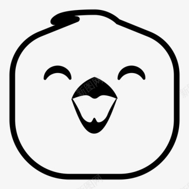 快乐小鸡表情符号大笑图标图标