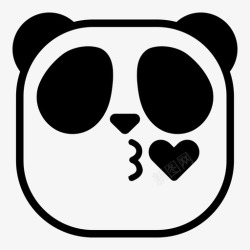 爱熊猫吻熊猫表情符号爱图标高清图片