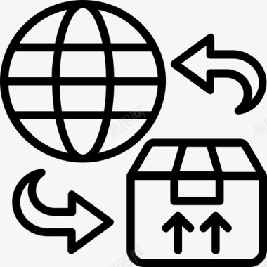 全球配送全球物流国际货运图标图标