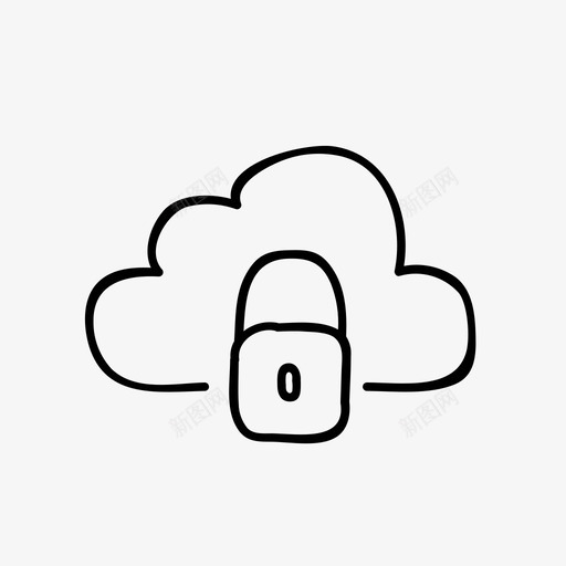 锁关闭安全图标svg_新图网 https://ixintu.com 云彩手绘 关闭 安全 未打开 网络 锁
