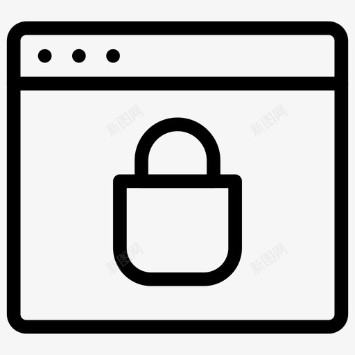 网页浏览器商务图标svg_新图网 https://ixintu.com 商务 安全 浏览器 网页 购物电子商务线图标 锁