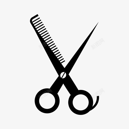 剪刀理发师梳子图标svg_新图网 https://ixintu.com 剪刀 家居用品 梳子 沙龙 理发师