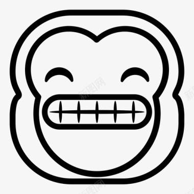 笑牙猴黑猩猩表情符号图标图标