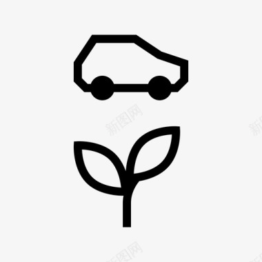 零排放汽车生态薄图标图标