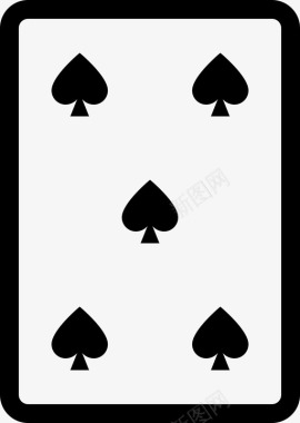 五个黑桃牌玩图标图标