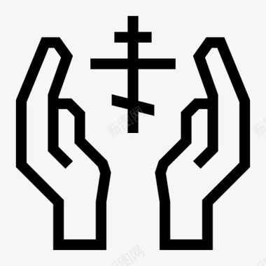 东正教十字架东方图标图标
