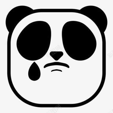 悲伤的熊猫下降表情符号图标图标